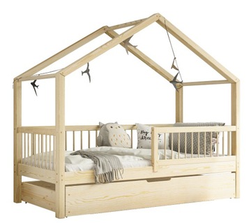 Łóżko domek MUSA BIS drewno 70x140 stelaż szuflada