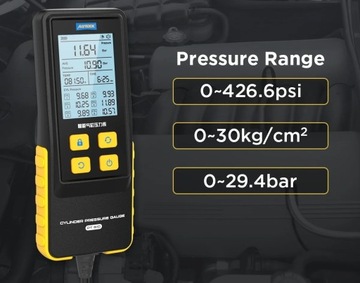 TESTER CYFROWY MIERNIK KOMPRESJI CYLINDRÓW MANOMETR KOMPRESJA 29bar 426psi