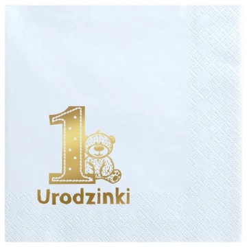 Serwetki Błękitne na 1 Urodzinki Miś Roczek