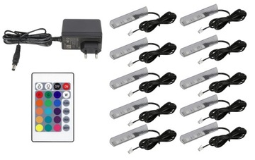 10x светодиодных зажимов RGB для стеклянных полок, НАБОР зажимов