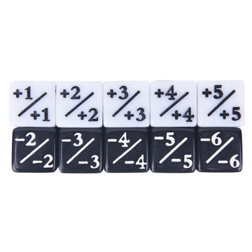 10 Pieces Dice Counters 5 Positive +1/+1 5 Negative -1/-1 For Magic The Ga