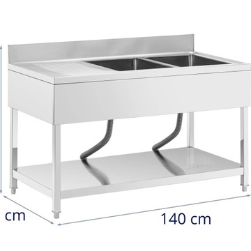 Раковина для бассейна, две чаши, с крылом, полкой и бортиком, 140 x 70 x 97 см.