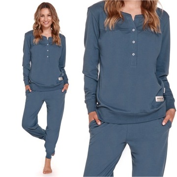 Piżama damska rozpinana DOCTOR NAP 4349 blue XL