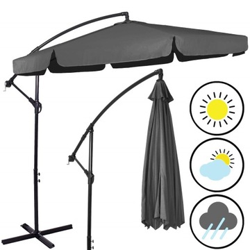 САДОВЫЙ ЗОНТ С РУЧКОЙ, СКЛАДНОЙ, РЕГУЛИРУЕМЫЙ, С ГРАФИТОВОЙ КРЫШКОЙ, 350 см