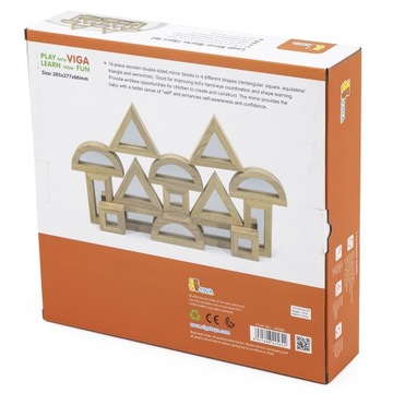 Зеркальные деревянные кубики LARGE XL Сенсорное зеркало Монтессори Viga 16 шт.