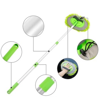ТЕЛЕСКОПИЧЕСКАЯ ЩЕТКА ДЛЯ МОЙКИ АВТОМОБИЛЯ ШВАБРА МИКРОФИБРА 180° АЛЮМИНИЕВЫЙ СПЛАВ