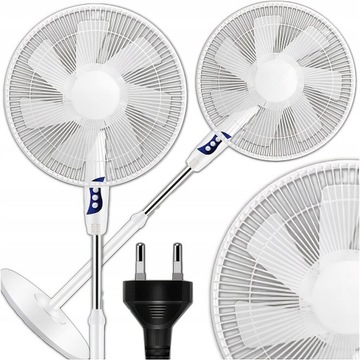 WENTYLATOR STOJĄCY WIATRAK PODŁOGOWY CICHY MOCNY 7 ŁOPATEK 3 TRYBY BIAŁY