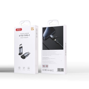 Переходник XO Lightning на USB-C 2A, черный и матово-серебристый