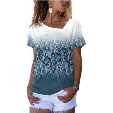 ELEGANCKA BLUZKA DAMSKA NADRUK DRZEWO LIŚCIE, XL