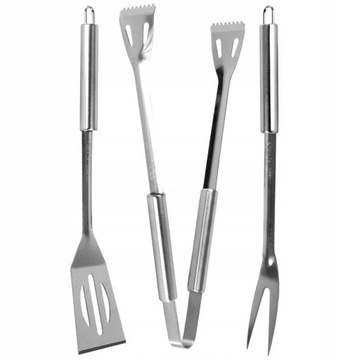 ZESTAW DO GRILLA AKCESORIA DO GRILLA KOMPLET ŁOPATKA SZCZYPCE WIDELEC STAL