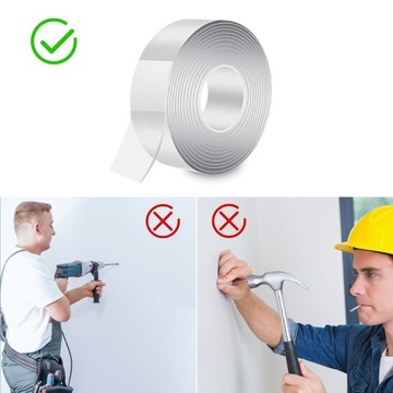 TAŚMA MONTAŻOWA DWUSTRONNA MOCUJĄCA MOCNA BEZBARWNA NANO 3cm x 5m