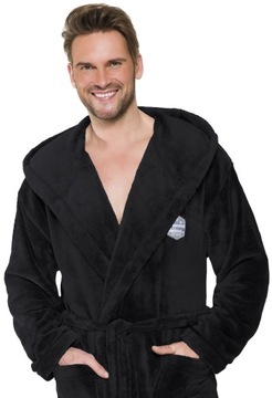 ТЕПЛЫЙ КРАСИВЫЙ ДЛИННЫЙ МУЖСКОЙ ХАЛАТ С КАПЮШОНОМ XXL