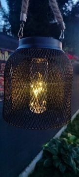 LAMPION METALOWY SOLARNY LAMPA WISZĄCA LAMPKA OGRODOWA LATARNIA CZARNA LED