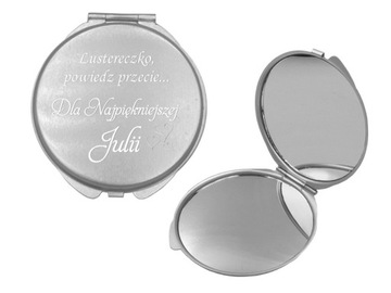 Удобное карманное зеркало для макияжа с ГРАВИРОВКОЙ.