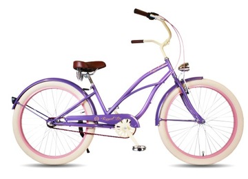 Rower miejski damski 26 cruiser damka VIOLET RoyalBi róż różowy biegi retro
