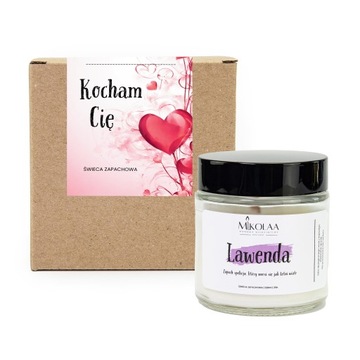 Walentynki Kocham Cię Świeca Sojowa Zapachowa Lawenda 120 ml