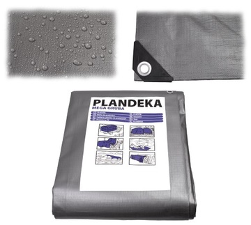 PLANDEKA 3X5m NAJGRUBSZA WZMOCNIONA 260g MOCNA UV+ MROZOODPORNA