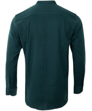 РУБАШКА МУЖСКАЯ, хлопок, ЗЕЛЕНЫЙ ВОРОТНИК-СТОЙКА, 5XL, ОБЫЧНАЯ