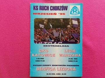 PROGRAM RUCH CHORZÓW-BENFICA LIZBONA 1996 R