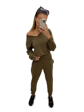 Komplet dresowy spodnie bluza brązowy Tmc Moda