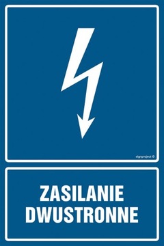 Znak tablica BHP tabliczka PCV Zasilanie dwustronne 148x210