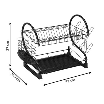 БОЛЬШАЯ СУШИЛКА, ЧЕРНАЯ, С ПОДДОНОМ ДЛЯ КУХОННОЙ ПОСУДЫ