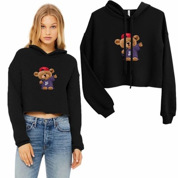 Wygodna Krótka Cropped Bluza Teddy New York Wz - M