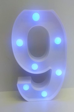 LAMPKA OŚWIETLENIE NUMERYCZNE LED CYFRA 9 NIEBIESK