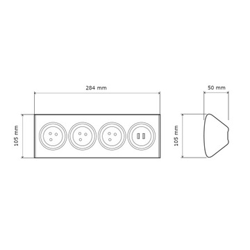 РОЗЕТКА ДЛЯ КУХОННОЙ МЕБЕЛИ НА СТОЛЕШНЕЕ С USB 3x 230 В + 2x USB INOX