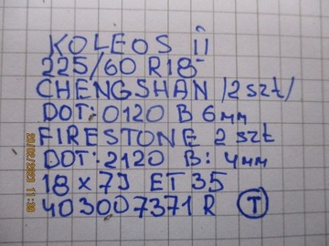 KOLA RÁFKY PNEUMATIKY RENAULT KOLEOS II R18 6 4 MM