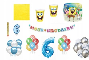 Zestaw Spongebob Kanciastoporty 6 Urodziny Balony