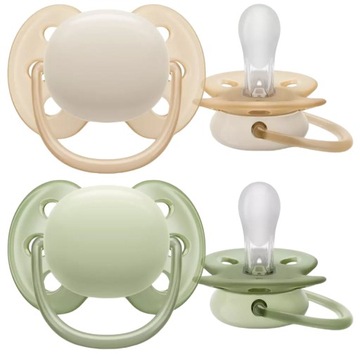 AVENT 2 SMOCZKI ULTRA SOFT BARDZO MIĘKKIE DELIKATNE 0-6M +ETUI DO MIKROFALI