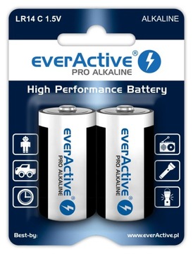 Профессиональные щелочные батарейки EverActive LR14 C