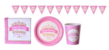 Zestaw urodzinowy papierowy Princess dziewczynki