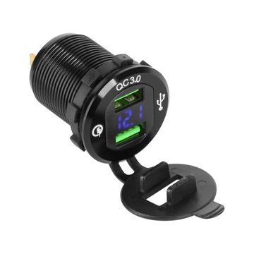 Peiying Ładowarka samochodowa 2xUSB z funkcją Quick Charge i miernikiem nap