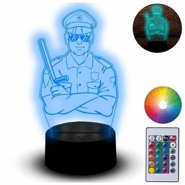 Lampka na Biurko Statuetka Led 3D Policjant Funkcjonariusz Dla Policjanta