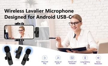 2 БЕСПРОВОДНЫХ МИКРОФОНА LAVEL USB-C для Android IOS iPhone 15