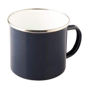 KUBEK STALOWY EMALIOWANY VINTAGE Z UCHEM OLDSCHOOL 500 ML GRANATOWY