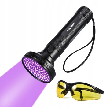 DETEKTOR LATARKA UV 128 LED 395NM ZNAJDŹ BURSZTYN + OKULARY