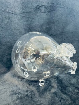 Świnka XXL skarbonka szklana z otworem handmade pojemna duża+kłódka prezent