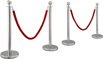 НАБОР ИЗ 2 СТОЛБОВ БАРЬЕРА + СЕРЕБРЯНАЯ ВЕРЕВКА