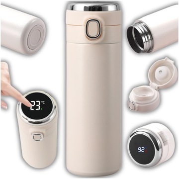 KUBEK TERMICZNY TERMOS Z TERMOMETREM TERMO KUBEK Z WYŚWIETLACZEM LED 420 ml