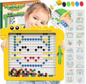 TABLICA MAGNETYCZNA DINO BOARD MOZAIKA MONTESSORI UKŁADANKA KROPKI MAGPAD
