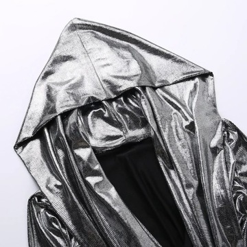Leather Hoodie Y2k Long Sleeve Tops Female Shimmer