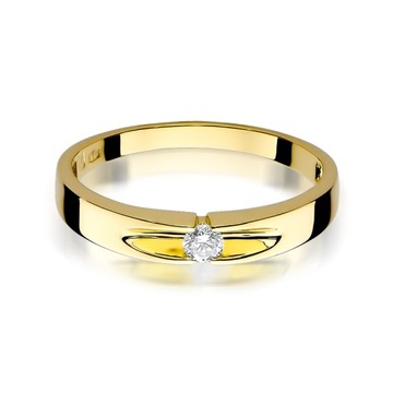 Złoty pierścionek zaręczynowy 585 obrączka 14k BRYLANT 0,08ct