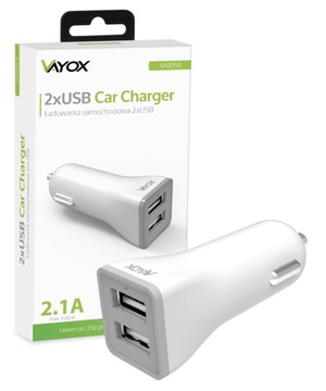 ŁADOWARKA SAMOCHODOWA 2xUSB UNIWERSALNA 2.1A VAYOX