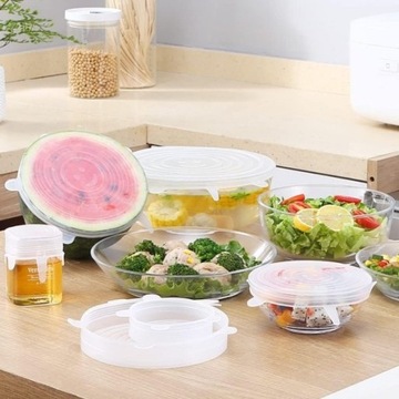 НАКРЫТКИ СИЛИКОНОВЫЕ УНИВЕРСАЛЬНЫЕ ДЛЯ ПИЩЕВЫХ 6 ШТ.