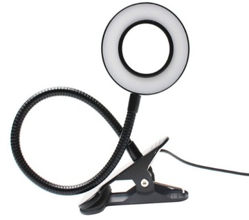 LAMPKA LED RING BIURKOWA KOSMETYCZNA Z KLIPSEM REGULACJA JASNOŚCI