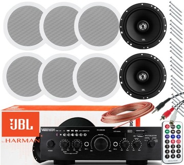 NAGŁOŚNIENIE SUFITOWE JBL 6.0 WZMACNIACZ BLUETOOTH RADIO USB AUX