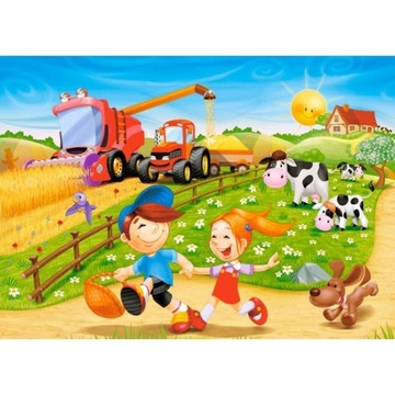 Puzzle 60 Układanka Farma WIEŚ Traktor Zwierzęta Krowa Żniwa 5+ Castor